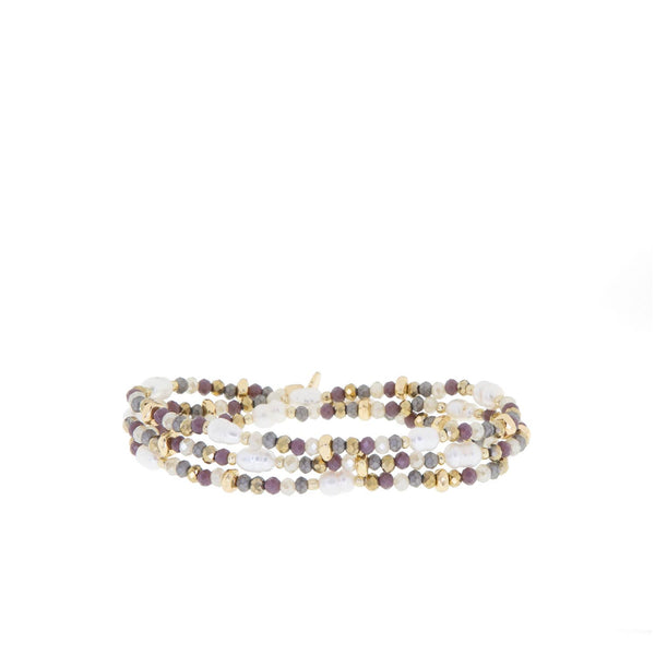 Crystal beaded pearl wrap bracelet-Blue Hand Home