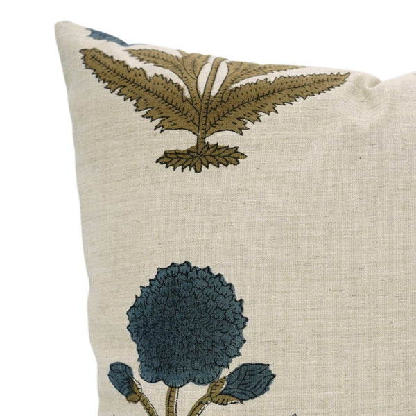 Bohemian Block Print Linen Blend Pillow Cover - Badshah-Blue Hand Home