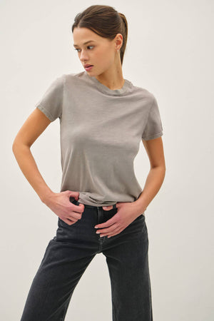 Classic Cut Acid Wash Cotton T-Shirt-Blue Hand Home