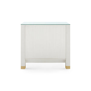 Camden 3-Drawer Side Table with Glass Top, Sand White