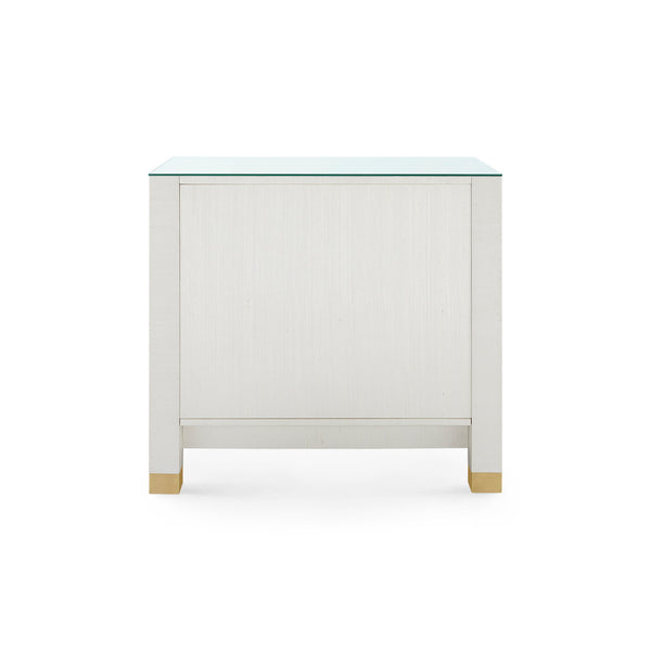 Camden 3-Drawer Side Table with Glass Top, Sand White