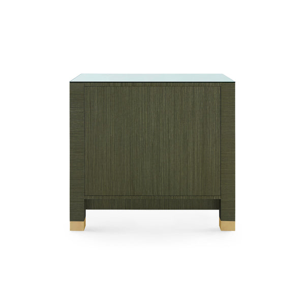 Camden 3-Drawer Side Table with Glass Top, Deep Olive