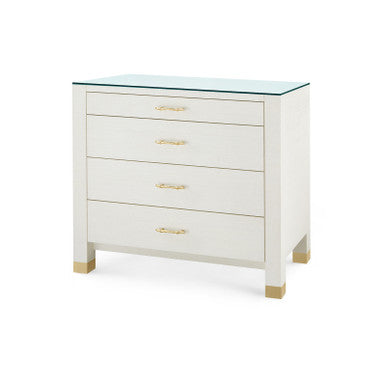 Camden Large 4-Drawer with Glass Top, Sand White-Blue Hand Home