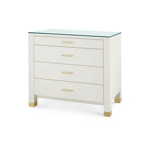 Camden Large 4-Drawer with Glass Top, Sand White
