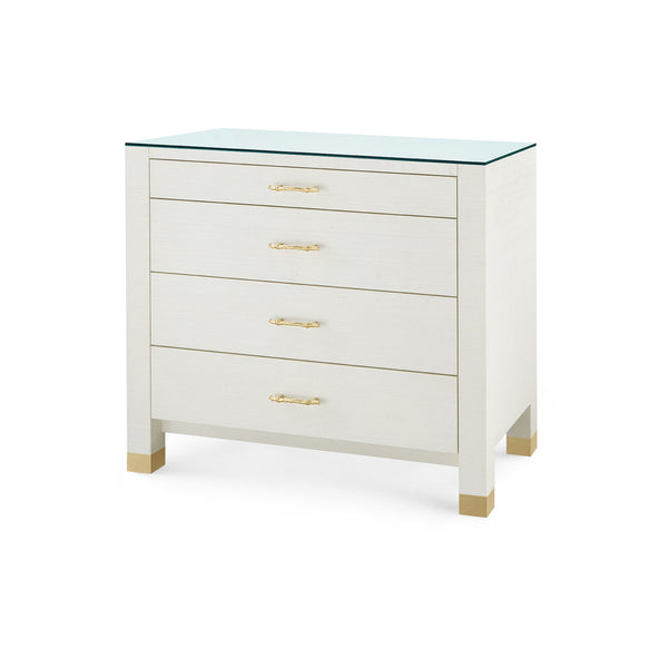 Camden Large 4-Drawer with Glass Top, Sand White