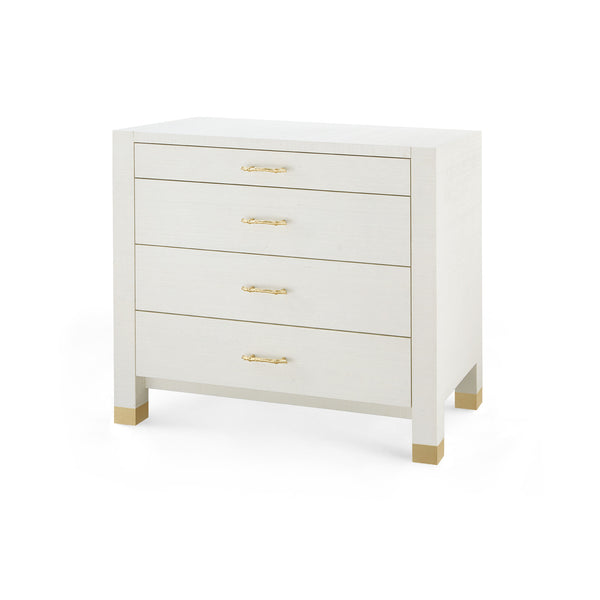 Camden Large 4-Drawer with Glass Top, Sand White