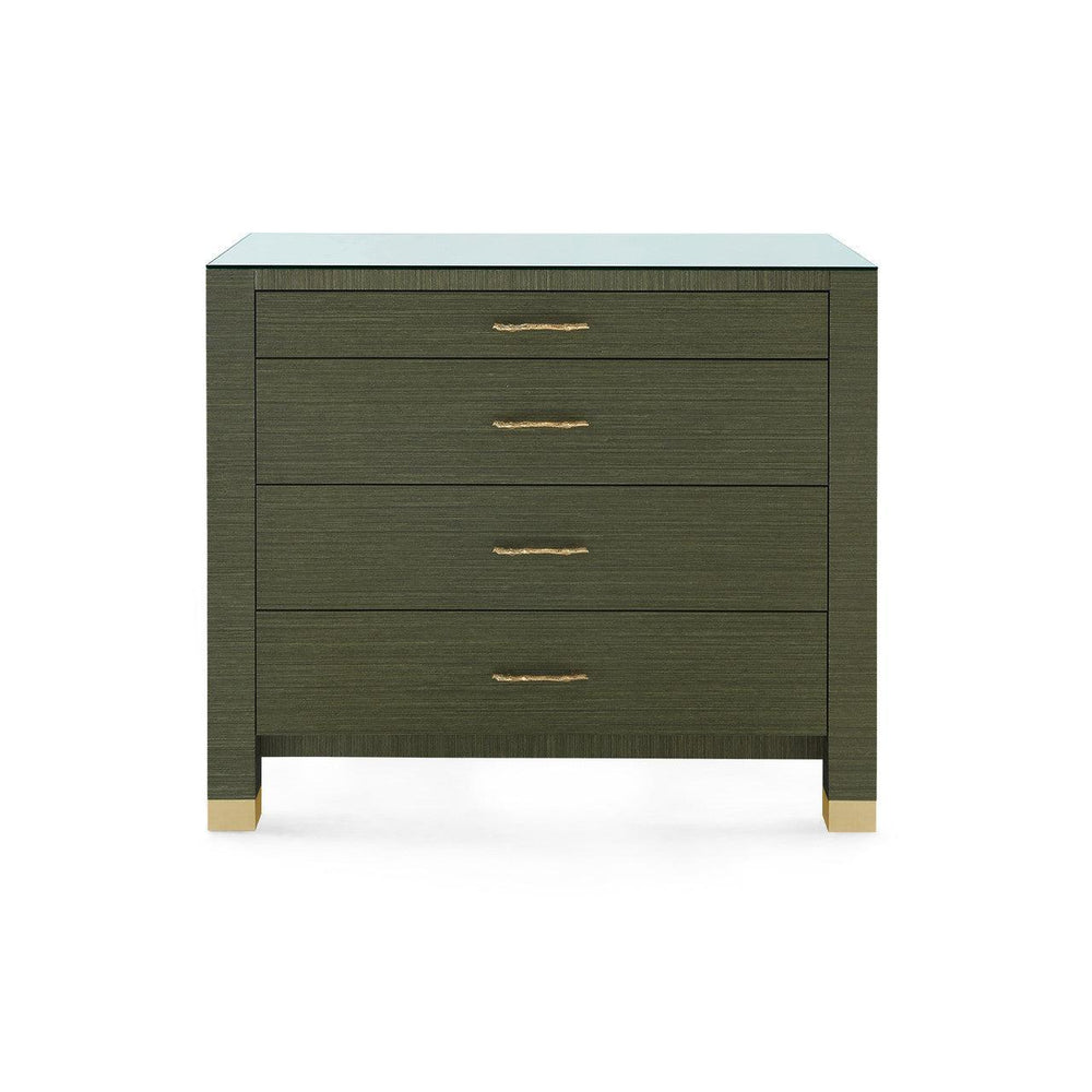 Camden Large 4-Drawer with Glass Top, Deep Olive