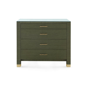 Camden Large 4-Drawer with Glass Top, Deep Olive