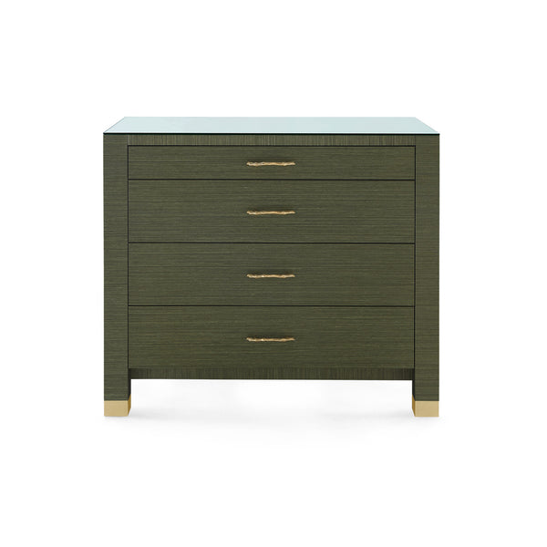 Camden Large 4-Drawer with Glass Top, Deep Olive
