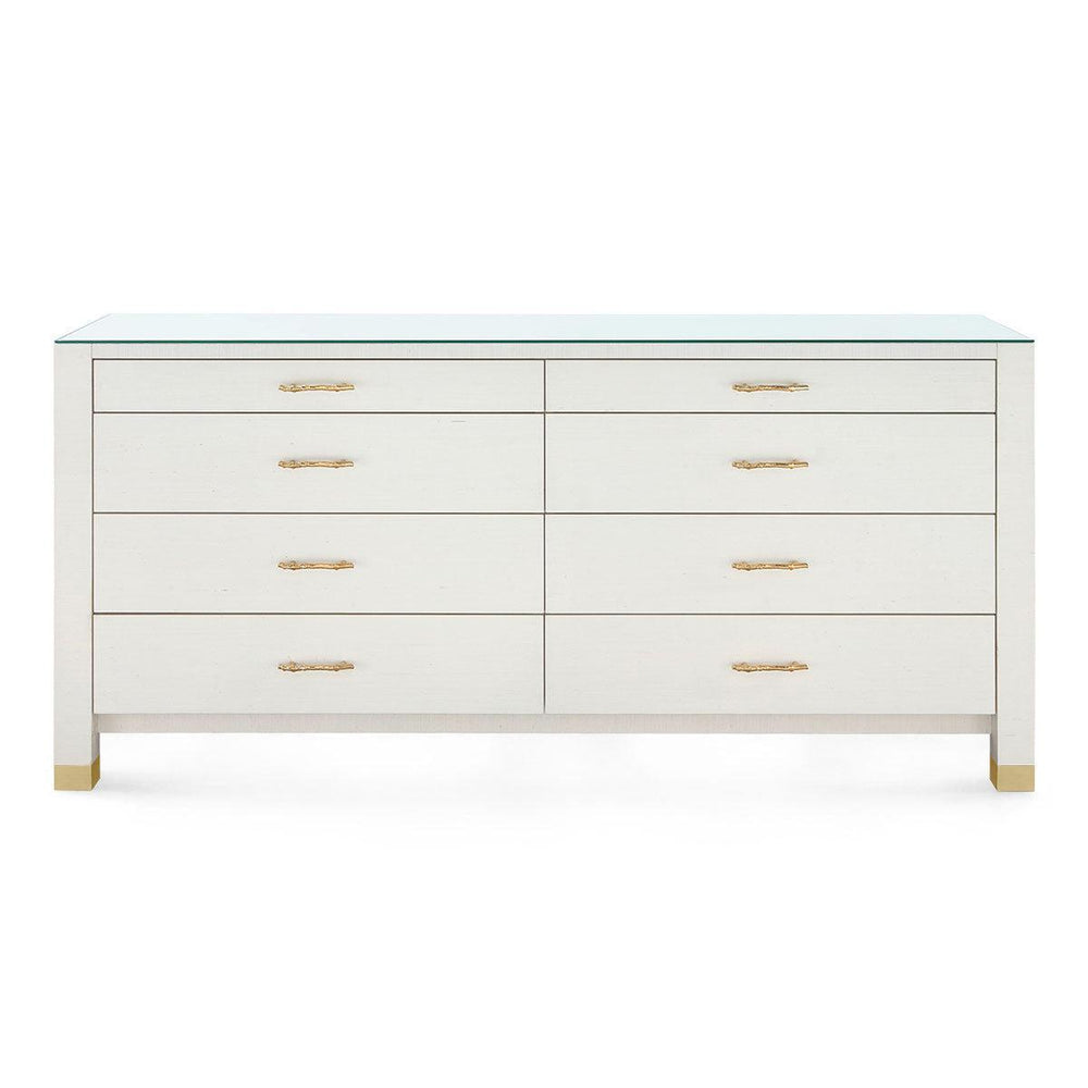 Camden Extra Large 8-Drawer with Glass Top, Sand White