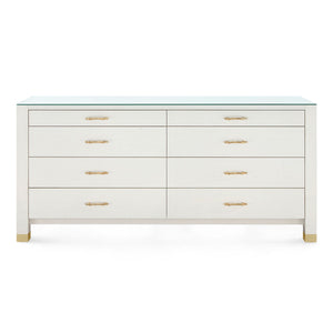 Camden Extra Large 8-Drawer with Glass Top, Sand White