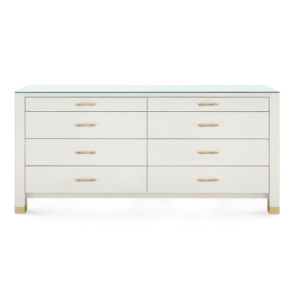 Camden Extra Large 8-Drawer with Glass Top, Sand White