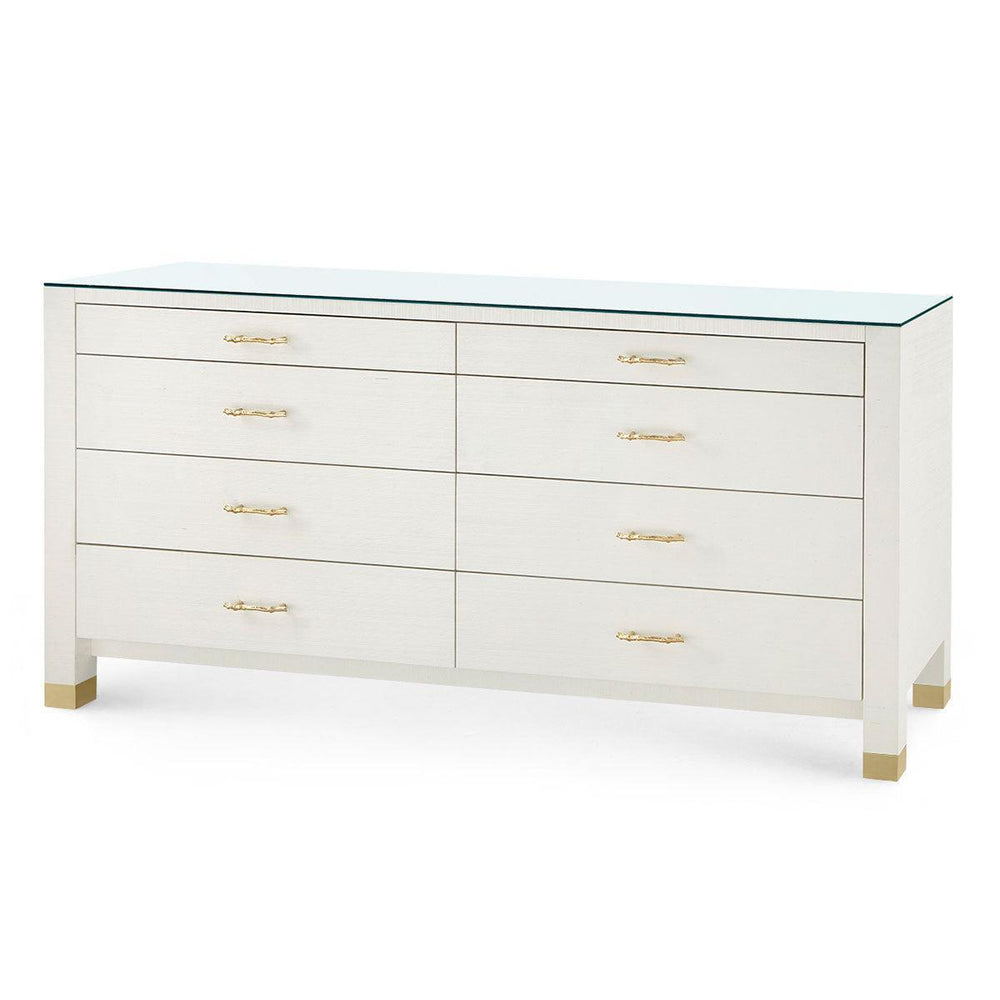 Camden Extra Large 8-Drawer with Glass Top, Sand White