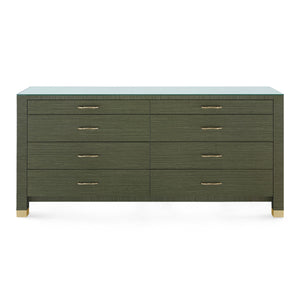Camden Extra Large 8-Drawer with Glass Top, Deep Olive