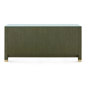 Camden Extra Large 8-Drawer with Glass Top, Deep Olive