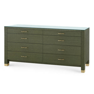 Camden Extra Large 8-Drawer with Glass Top, Deep Olive
