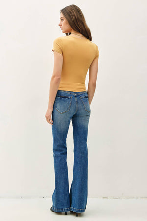 Square Neck Knit Tee-Blue Hand Home