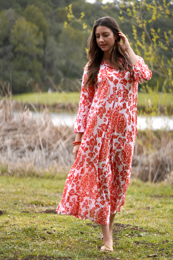 Calypso Dandelion Dress Red White