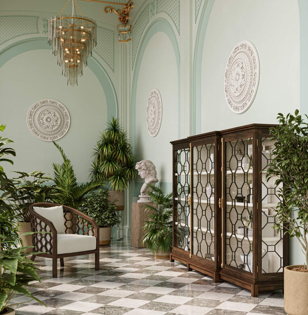 Ceylon 3 Door Display Cabinet-Blue Hand Home