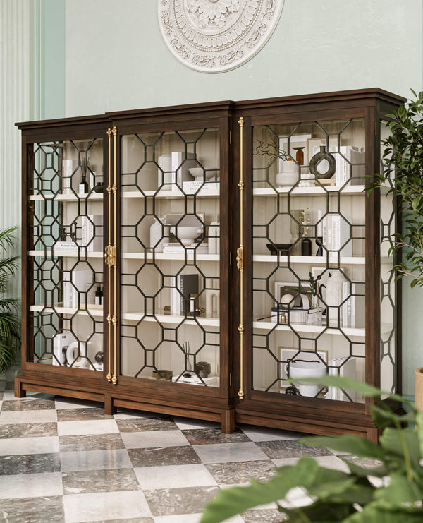 Ceylon 3 Door Display Cabinet-Blue Hand Home