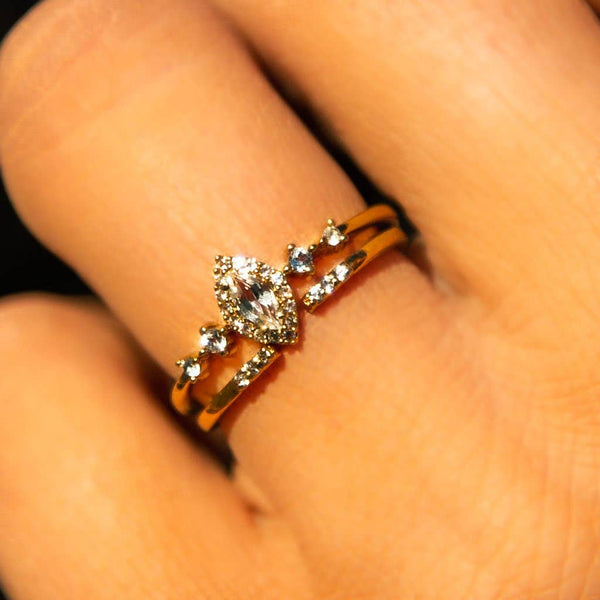 White Topaz Harlow Ring-Blue Hand Home