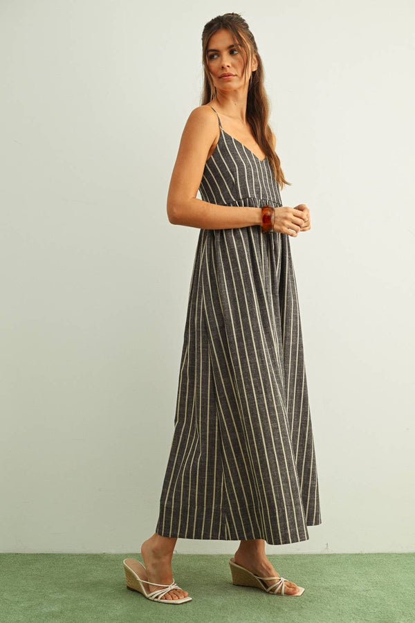 D4621 STRIPE PATTERN LONG DRESS-Blue Hand Home
