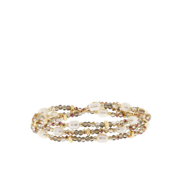 Crystal beaded pearl wrap bracelet-Blue Hand Home