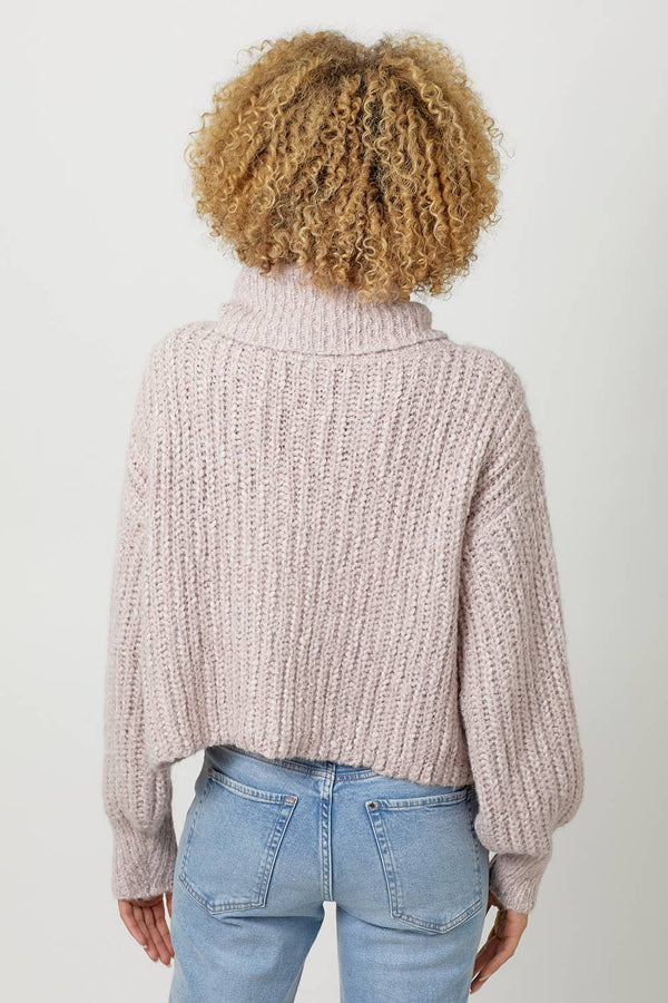 60795 Turtle Neck Cropped Sweater-Blue Hand Home