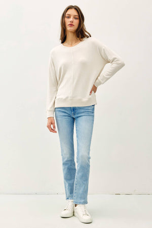 BUTTERY HACCI BRUSHED PULLOVER KNIT TOP-Blue Hand Home