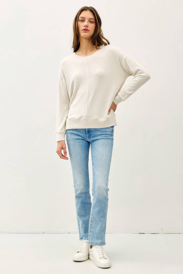 BUTTERY HACCI BRUSHED PULLOVER KNIT TOP-Blue Hand Home