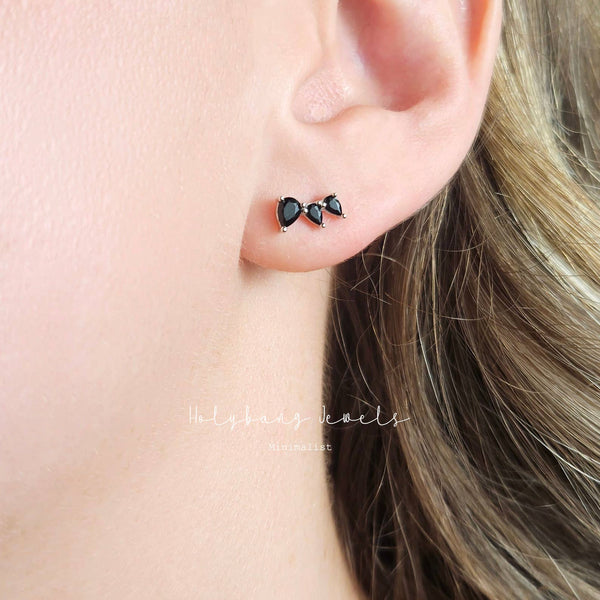 ONYX PEAR CUT EARRINGS - E-S5424-Blue Hand Home