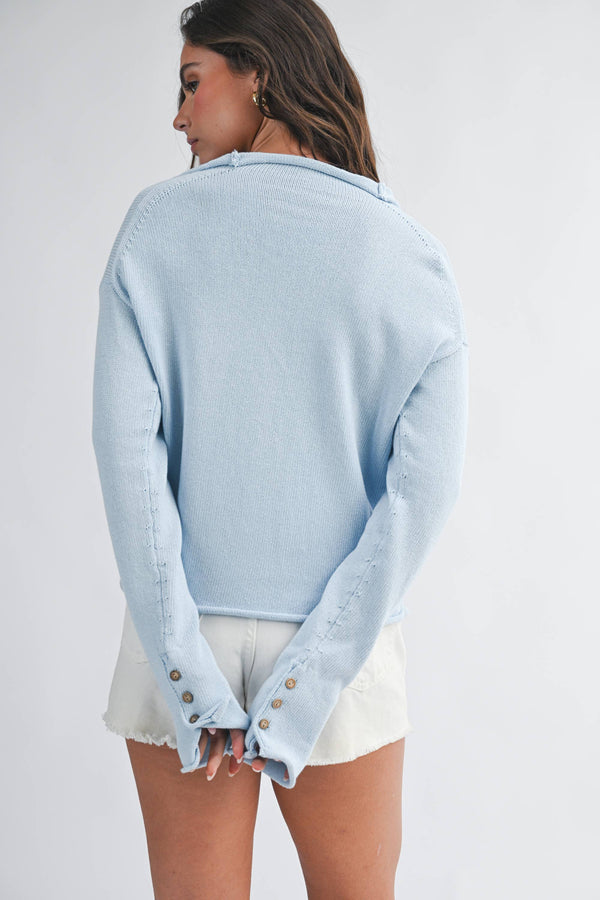 5221hk Button Front Cropped Knit Cardigan