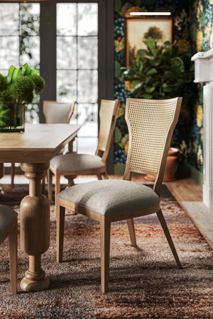 Aldgate Dining Chair w/ Rattan Back-Blue Hand Home