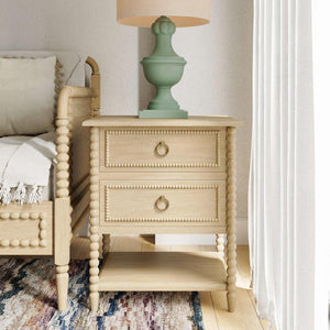 Cholet 2 Drawer Bedside Table w/ Shelf-Blue Hand Home