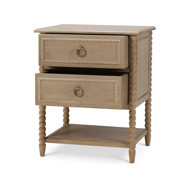 Cholet 2 Drawer Bedside Table w/ Shelf-Blue Hand Home