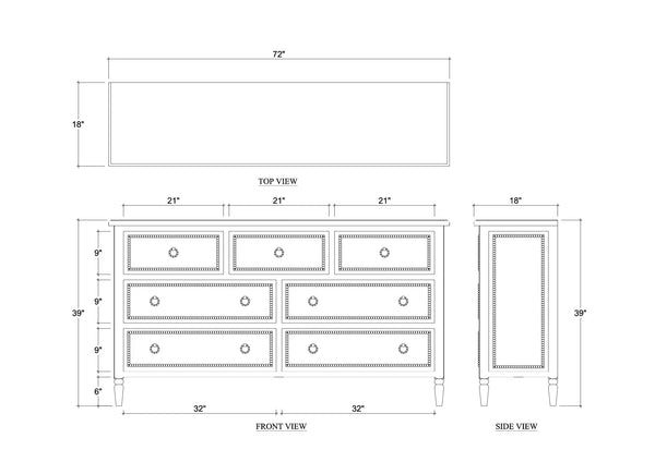 Cholet 7 Drawer Dresser-Blue Hand Home