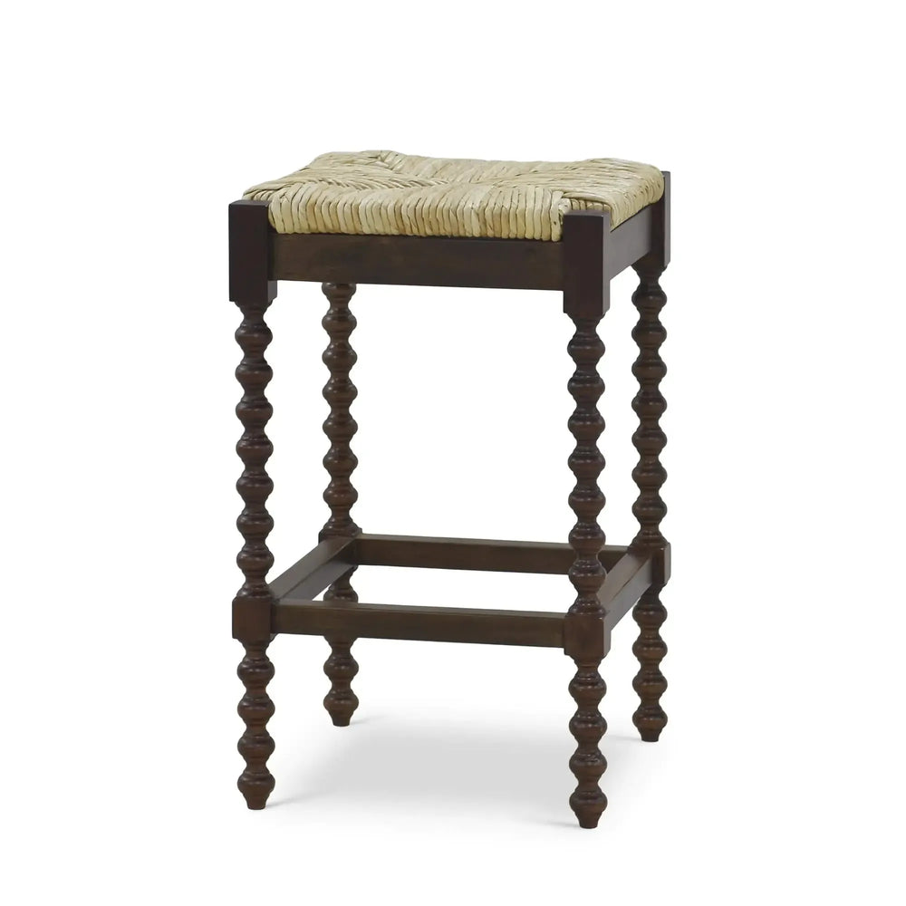Cholet Counter Stool w/ Rush Seat-Blue Hand Home