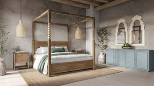 Cholet Poster Bed King-Blue Hand Home
