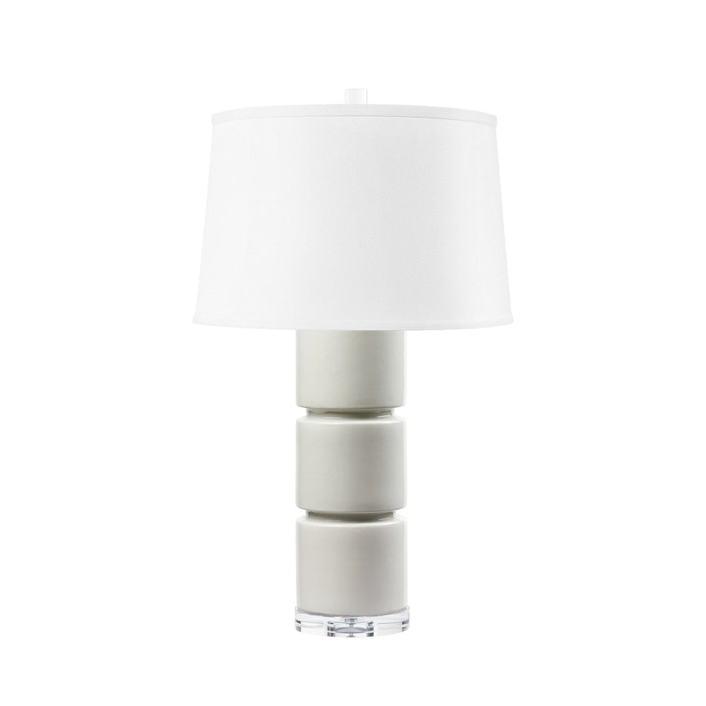 Charles Lamp with Shade 17-inch White Linen, Foggy Morning