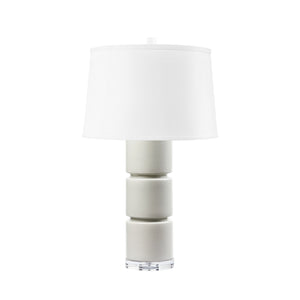 Charles Lamp with Shade 17-inch White Linen, Foggy Morning