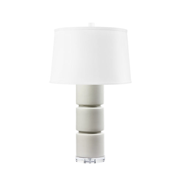 Charles Lamp with Shade 17-inch White Linen, Foggy Morning