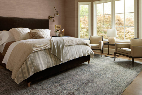 Chris Loves Julia x Loloi Jules Rugs - Emerald / Antique Ivory-Blue Hand Home