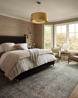 Chris Loves Julia x Loloi Jules Rugs - Emerald / Antique Ivory-Blue Hand Home