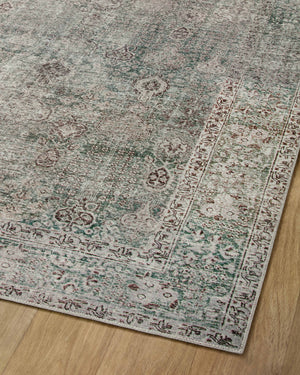 Chris Loves Julia x Loloi Jules Rugs - Emerald / Antique Ivory-Blue Hand Home