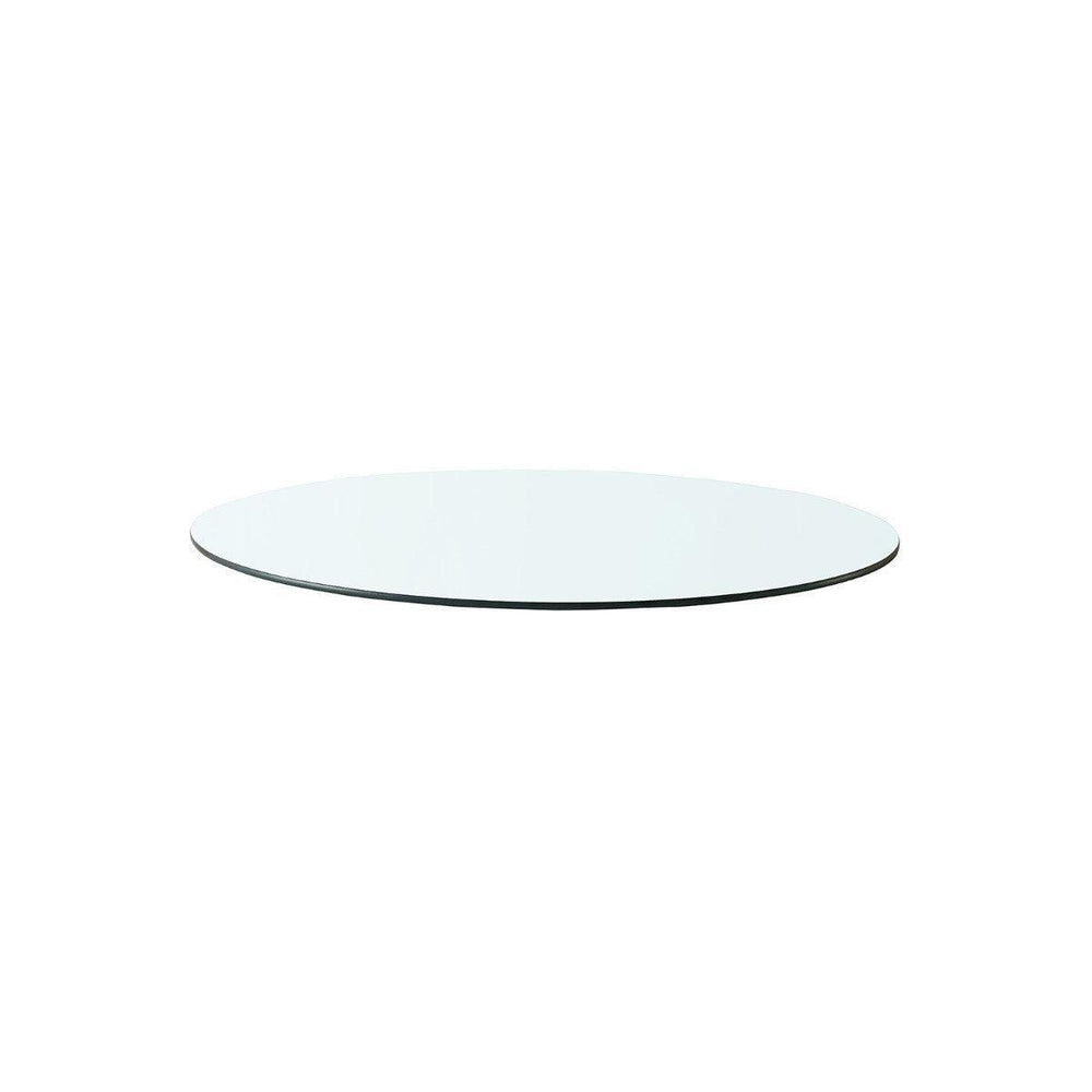 Claudette 1-Drawer Round Side Table Glass Top, Clear-Blue Hand Home