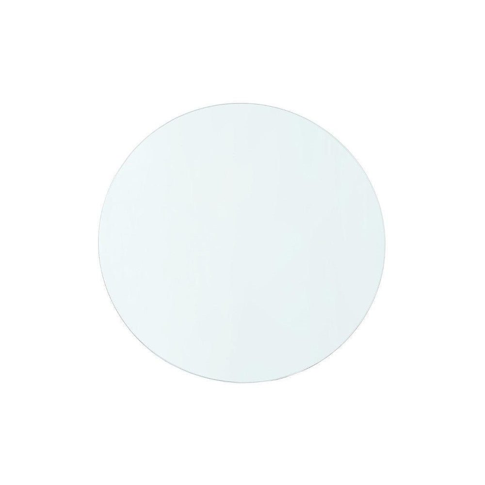 Claudette 1-Drawer Round Side Table Glass Top, Clear-Blue Hand Home