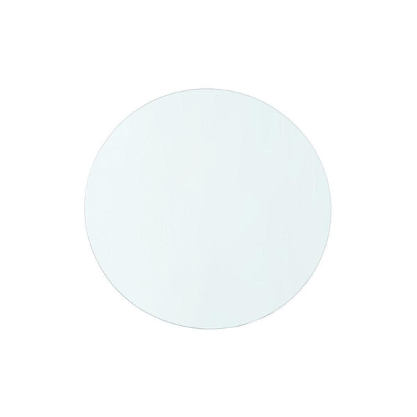 Claudette 1-Drawer Round Side Table Glass Top, Clear-Blue Hand Home