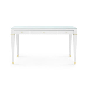 Claudette Desk with Glass Top, Cream