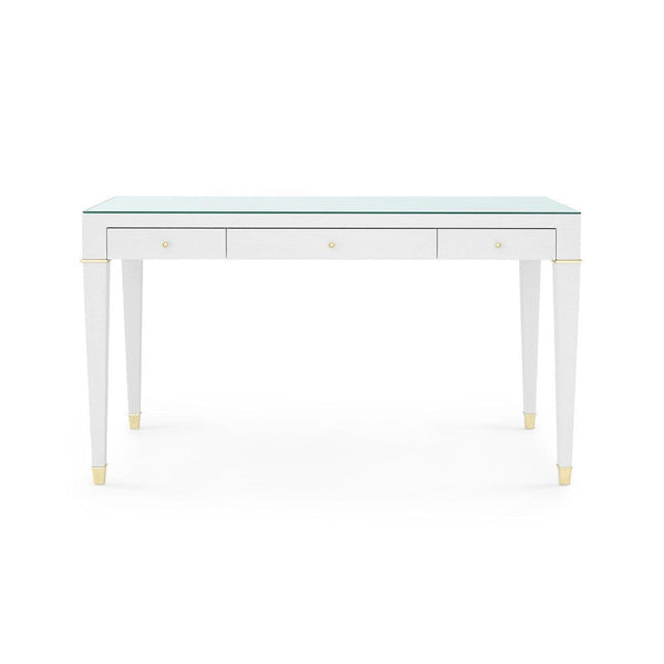 Claudette Desk with Glass Top, Cream