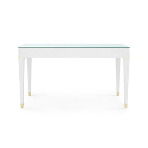 Claudette Desk with Glass Top, Cream